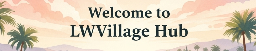 Welcome banner for LWVillage Hub, showing community activities